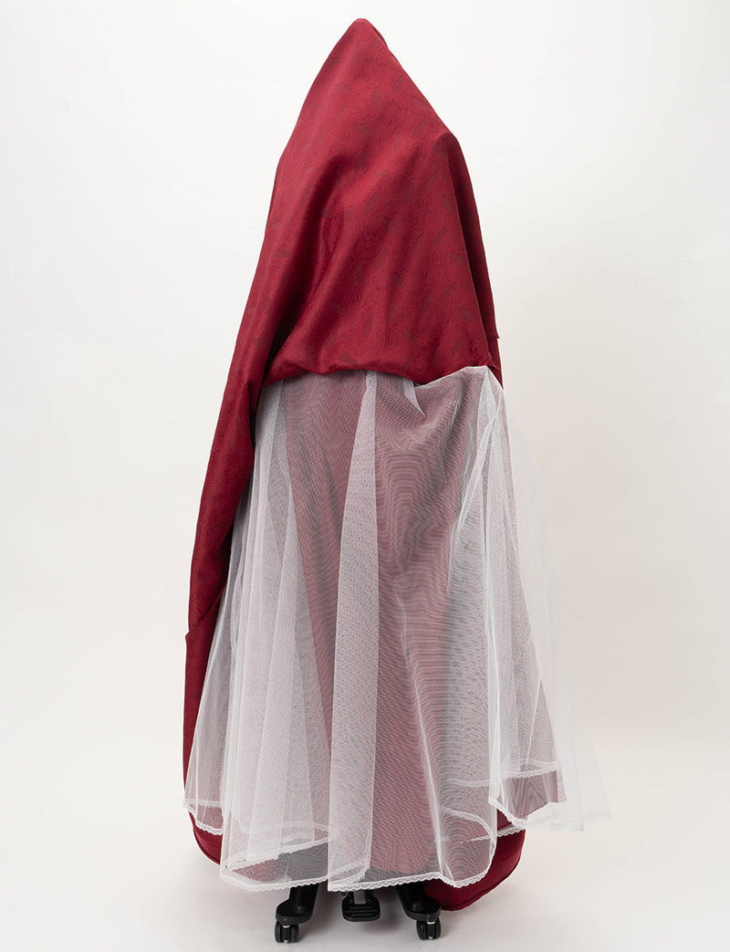 TWEED DRESS(ツイードドレス)のワインレッドロングドレス・ジャガード｜TB1747-WRDのスカートパニエ画像です。