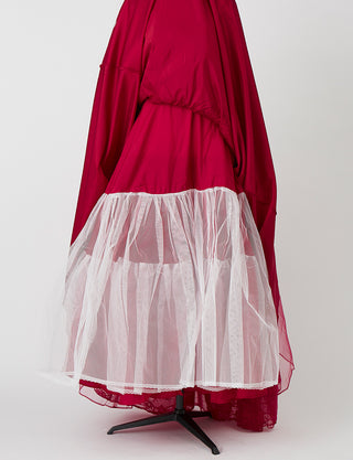 TWEED DRESS(ツイードドレス)のダークレッドロングドレス・チュール｜TB1763-1-DRDのスカートパニエ画像です。