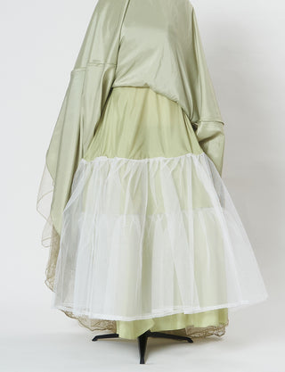 TWEED DRESS(ツイードドレス)のグリーンゴールドロングドレス・チュール｜TB1763-1-GNGDのスカートパニエ画像です。