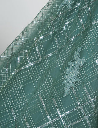TWEED DRESS(ツイードドレス)のダークオリーブロングドレス・チュール｜TB1779-1-DOVのスカート生地拡大画像です。
