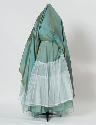 TWEED DRESS(ツイードドレス)のダークオリーブロングドレス・チュール｜TB1779-1-DOVのスカートパニエ画像です。