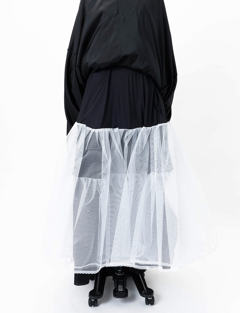 TWEED DRESS(ツイードドレス)のブラックロングドレス・チュール｜TB1784-1-BKのスカートパニエ画像です。