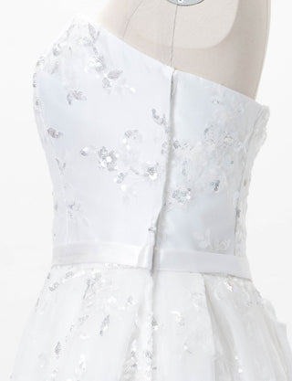 TWEED DRESS(ツイードドレス)のホワイトロングドレス・チュール｜TB1784-1-WTのトルソー上半身側面画像です。