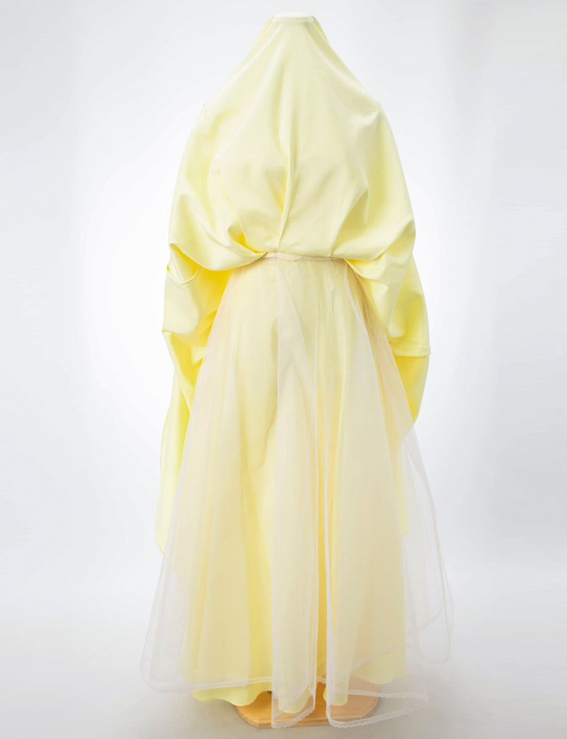 TWEED DRESS(ツイードドレス)のレモンイエローロングドレス・サテン｜TB1786-LYWのスカートパニエ画像です。