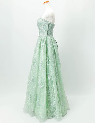 TWEED DRESS(ツイードドレス)のアイシーミントロングドレス・チュール｜TD1802-IMTのトルソー全身側面画像です。