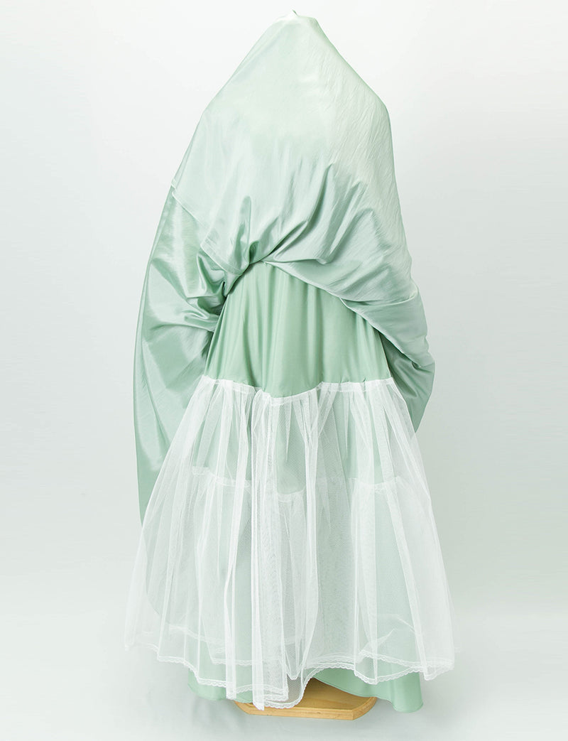 TWEED DRESS(ツイードドレス)のアイシーミントロングドレス・チュール｜TD1802-IMTのスカートパニエ画像です。