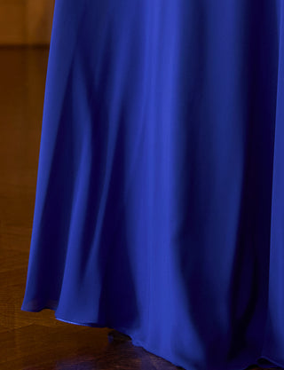 TWEED DRESS(ツイードドレス)のロイヤルブルーロングドレス・シフォン｜TD1810-RBLのスカート生地拡大画像です。