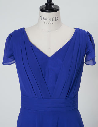 TWEED DRESS(ツイードドレス)のロイヤルブルーロングドレス・シフォン｜TD1810-RBLのトルソー上半身正面画像です。