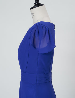 TWEED DRESS(ツイードドレス)のロイヤルブルーロングドレス・シフォン｜TD1810-RBLのトルソー上半身側面画像です。