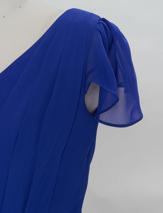 TWEED DRESS(ツイードドレス)のロイヤルブルーロングドレス・シフォン｜TD1810-RBLのトルソー袖口装飾拡大画像です。