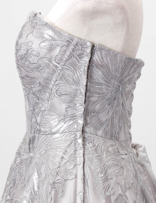 TWEED DRESS(ツイードドレス)のシルバーグレーロングドレス・チュール｜TD1811-SGYのトルソー上半身側面画像です。
