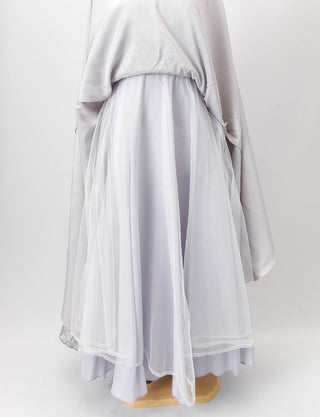 TWEED DRESS(ツイードドレス)のシルバーグレーロングドレス・チュール｜TD1811-SGYのスカートパニエ画像です。