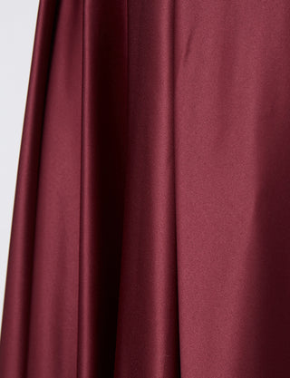 TWEED DRESS(ツイードドレス)のワインレッドロングドレス・サテン｜TD1812-WRDのスカート生地拡大画像です。
