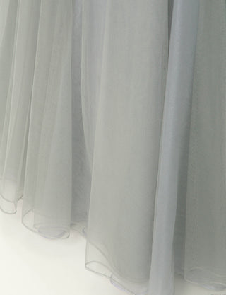TWEED DRESS(ツイードドレス)のペールグレーロングドレス・チュール｜TD1813-PGYのスカート裾拡大画像です。