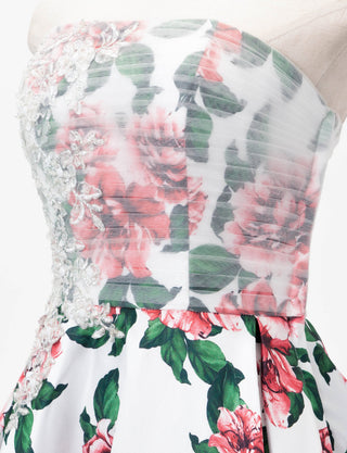 TWEED DRESS(ツイードドレス)のホワイトロングドレス・チュール/ツイルサテン｜TD1827-WTのトルソー上半身斜め画像です。