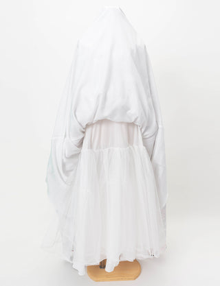 TWEED DRESS(ツイードドレス)のホワイトロングドレス・チュール/ツイルサテン｜TD1827-WTのスカートパニエ画像です。