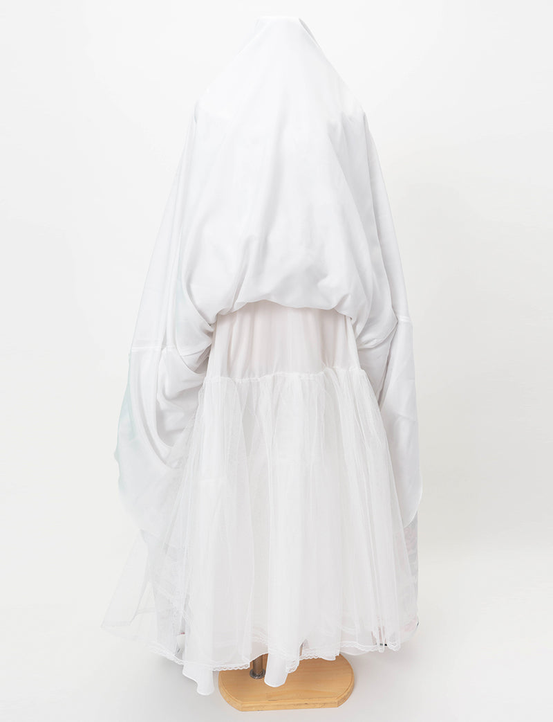 TWEED DRESS(ツイードドレス)のホワイトロングドレス・チュール/ツイルサテン｜TD1827-WTのスカートパニエ画像です。
