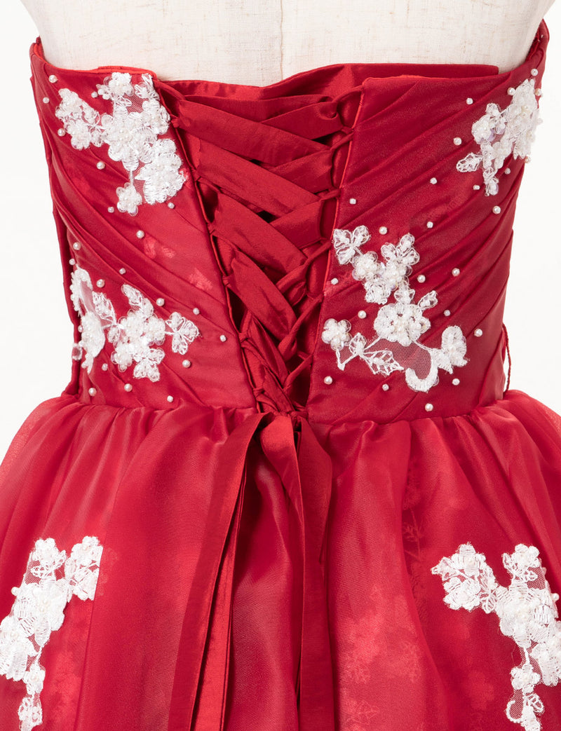 TWEED DRESS(ツイードドレス)のレッドロングドレス・オーガンジー｜TD1833-RDのトルソー上半身背面画像です。