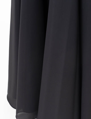 TWEED DRESS(ツイードドレス)のブラックロングドレス・シフォン｜TD1835-BKのスカート生地拡大画像です。
