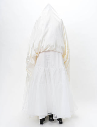 TWEED DRESS(ツイードドレス)のアイボリー×ラベンダーロングドレス・チュール｜TD1837-IYLVのスカートパニエ画像です。