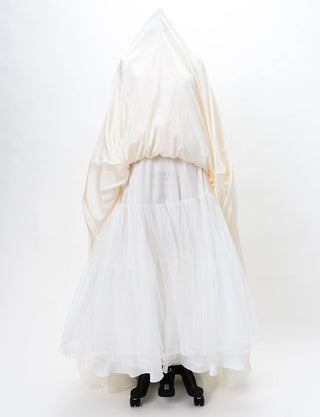 TWEED DRESS(ツイードドレス)のアイボリー×ピンクロングドレス・チュール｜TD1837-IYPKのスカートパニエ画像です。
