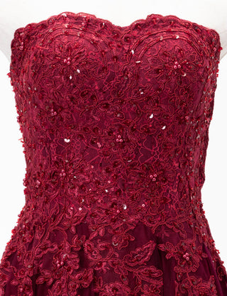 TWEED DRESS(ツイードドレス)のレッドブラックロングドレス・チュール｜TD1840-RBKのトルソー上半身正面画像です。