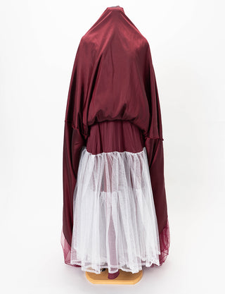 TWEED DRESS(ツイードドレス)のレッドブラックロングドレス・チュール｜TD1840-RBKのスカートパニエ画像です。