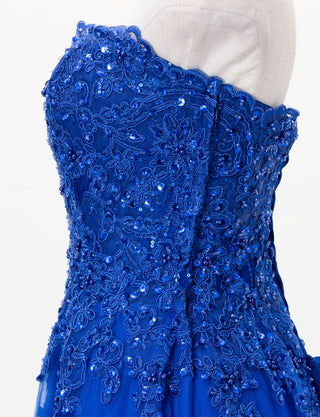 TWEED DRESS(ツイードドレス)のロイヤルブルーロングドレス・チュール｜TD1840-RBLのトルソー上半身側面画像です。