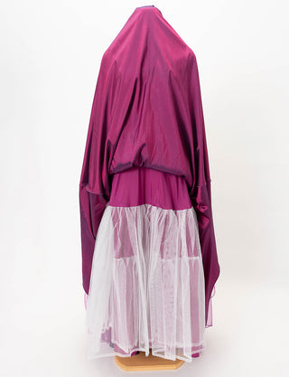 TWEED DRESS(ツイードドレス)のラズベリーレッドロングドレス・チュール｜TD1840-RYRDのスカートパニエ画像です。