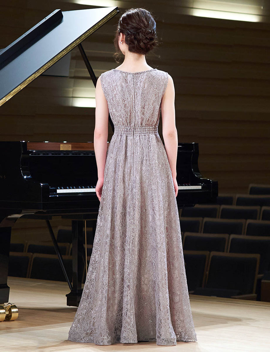 演奏会ドレス・ステージドレスにお薦めグレーベージュロング