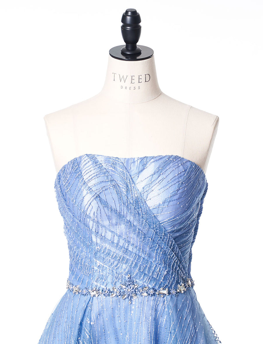 Frank Usher 水色 フリンジロングドレス