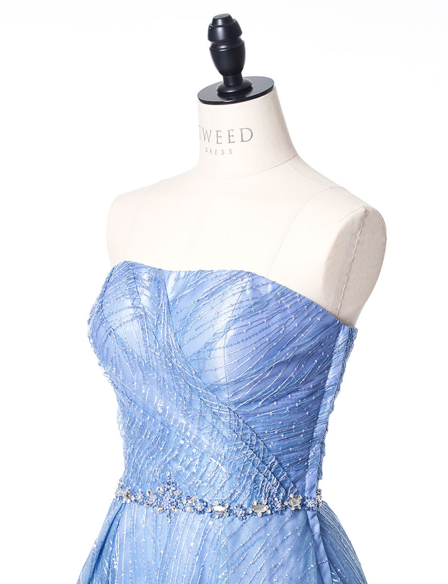 Frank Usher 水色 フリンジロングドレス