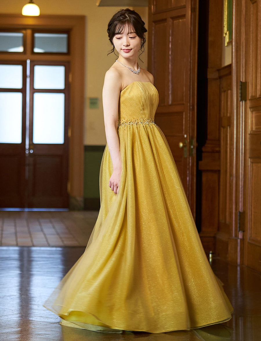 美品　DRESCCO イエロージュエリーロングドレス　120 パール　発表会 samy-1.jpg?crop=center&height=