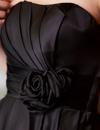 TWEED DRESS(ツイードドレス)のブラックロングドレス・サテン ｜TH1407-1-BKの上半身装飾拡大画像です。