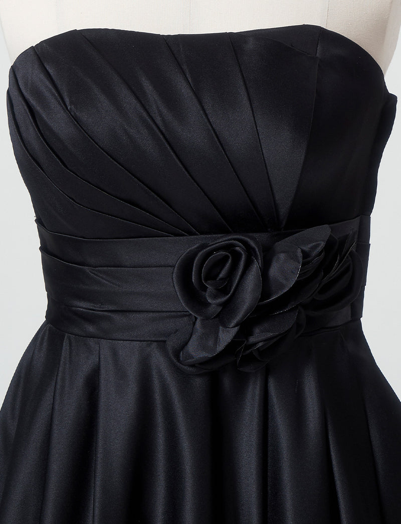 TWEED DRESS(ツイードドレス)のブラックロングドレス・サテン ｜TH1407-1-BKのトルソー上半身正面画像です。