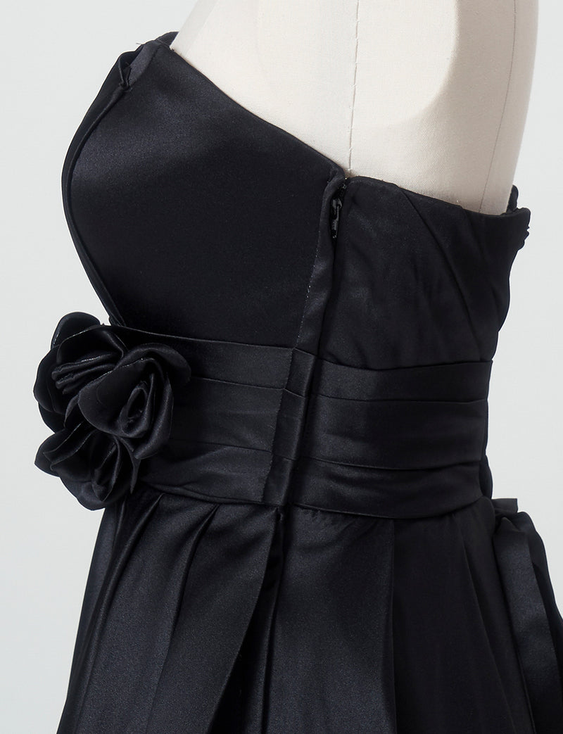 TWEED DRESS(ツイードドレス)のブラックロングドレス・サテン ｜TH1407-1-BKのトルソー上半身側面画像です。