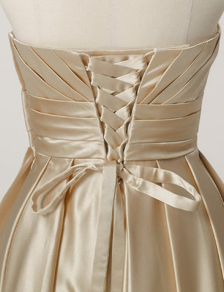 TWEED DRESS(ツイードドレス)のシャンパンゴールドロングドレス・サテン ｜TH1407-1-CGDのトルソー上半身背面画像です。