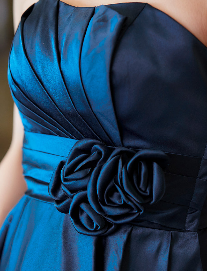 TWEED DRESS(ツイードドレス)のミッドナイトブルーロングドレス・サテン ｜TH1407-1-MBLの上半身装飾拡大画像です。