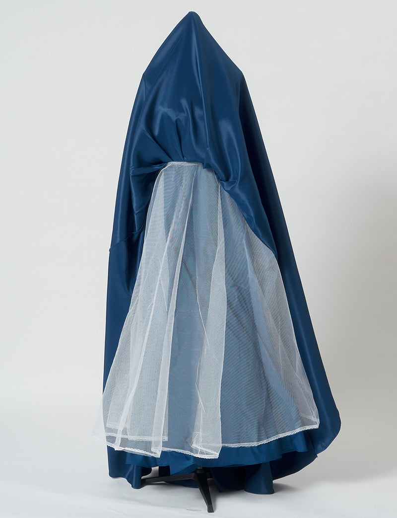 TWEED DRESS(ツイードドレス)のミッドナイトブルーロングドレス・サテン ｜TH1407-1-MBLのスカートパニエ画像です。
