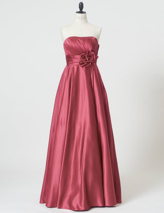 TWEED DRESS(ツイードドレス)のピンクローズロングドレス・サテン ｜TH1407-1-PKRのトルソー全身正面画像です。