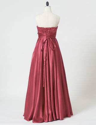 TWEED DRESS(ツイードドレス)のピンクローズロングドレス・サテン ｜TH1407-1-PKRのトルソー全身背面画像です。