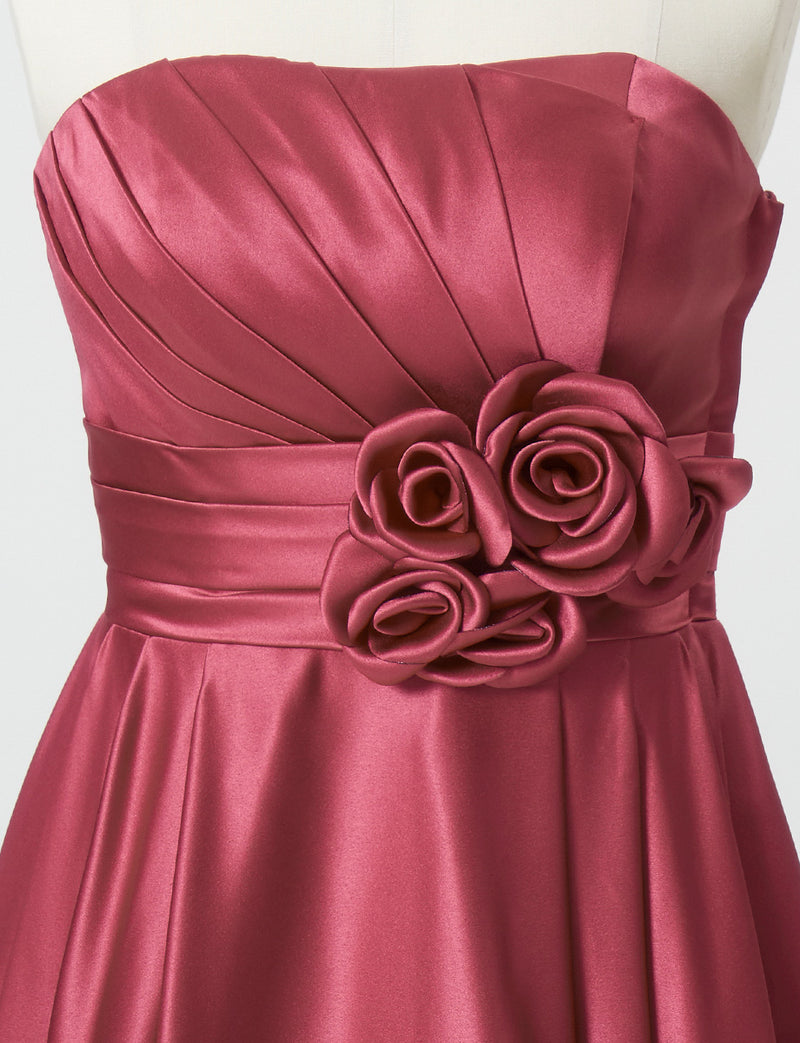TWEED DRESS(ツイードドレス)のピンクローズロングドレス・サテン ｜TH1407-1-PKRのトルソー上半身正面画像です。