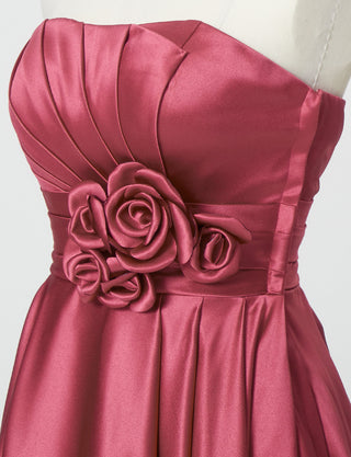 TWEED DRESS(ツイードドレス)のピンクローズロングドレス・サテン ｜TH1407-1-PKRのトルソー上半身斜め画像です。