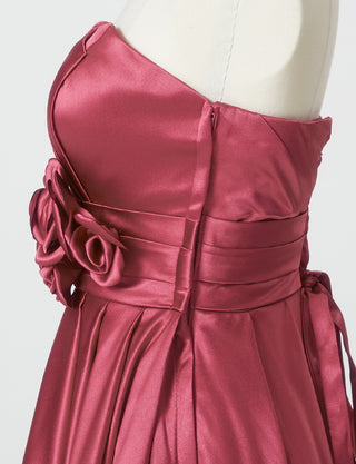 TWEED DRESS(ツイードドレス)のピンクローズロングドレス・サテン ｜TH1407-1-PKRのトルソー上半身側面画像です。