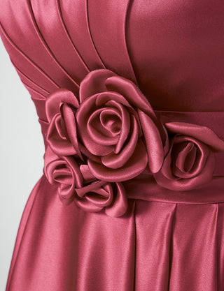 TWEED DRESS(ツイードドレス)のピンクローズロングドレス・サテン ｜TH1407-1-PKRのウエストコサージュ拡大画像です。