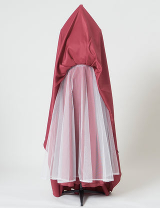 TWEED DRESS(ツイードドレス)のピンクローズロングドレス・サテン ｜TH1407-1-PKRのスカートパニエ画像です。