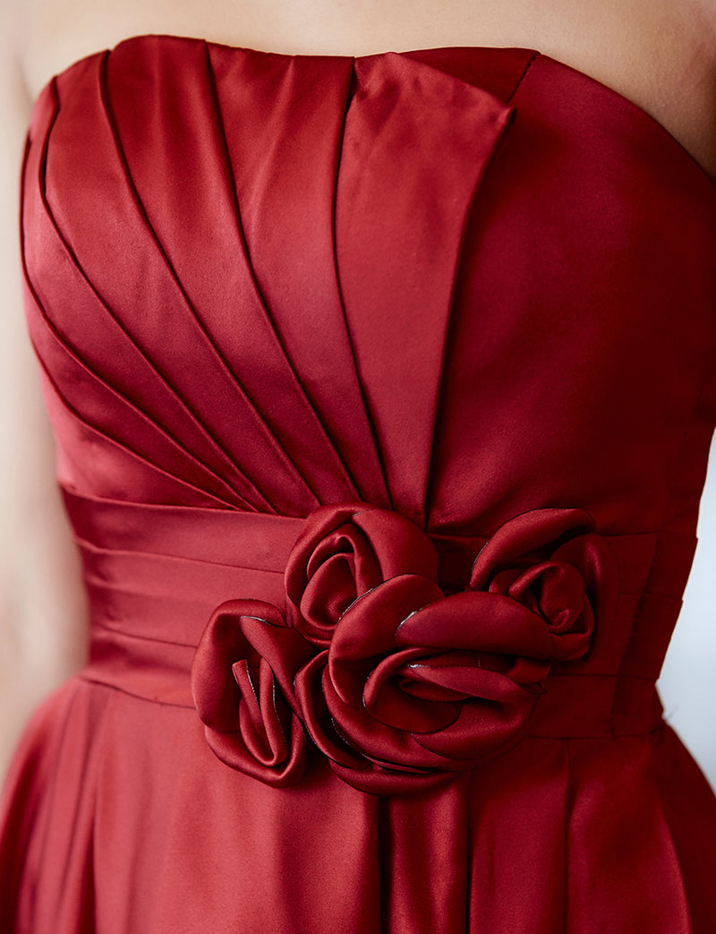 TWEED DRESS(ツイードドレス)のレッドロングドレス・サテン ｜TH1407-1-RDの上半身装飾拡大画像です。