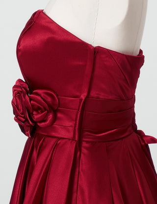 TWEED DRESS(ツイードドレス)のレッドロングドレス・サテン ｜TH1407-1-RDのトルソー上半身側面画像です。