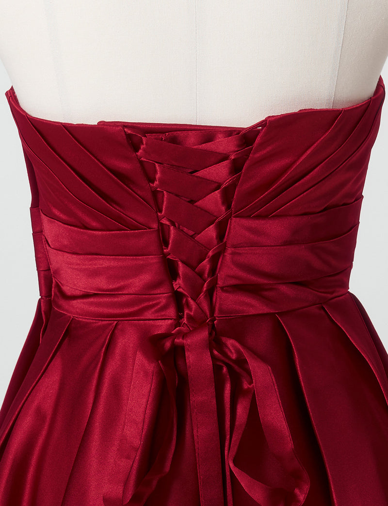 TWEED DRESS(ツイードドレス)のレッドロングドレス・サテン ｜TH1407-1-RDのトルソー上半身背面画像です。
