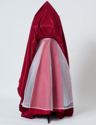 TWEED DRESS(ツイードドレス)のレッドロングドレス・サテン ｜TH1407-1-RDのスカートパニエ画像です。